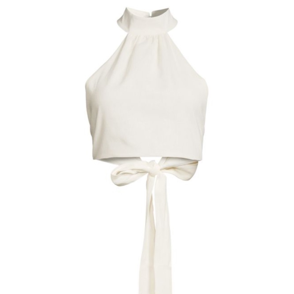 WeWoreWhat Halter Linen Blend Crop Top size M NWT
